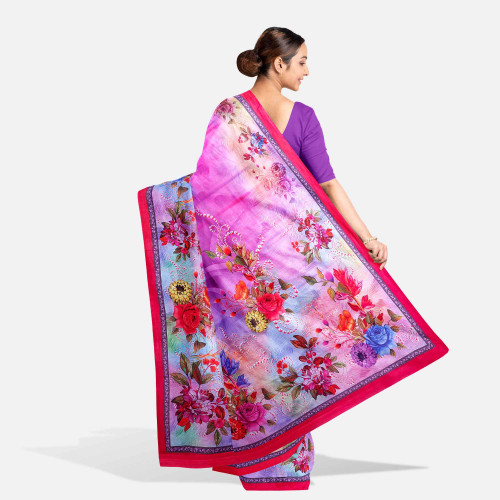 Trendy Multicolor Digital Print Saree